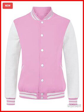 Women's Cotton Fleece Varsity Jacket Button Down Lightweight Baseball Coat
